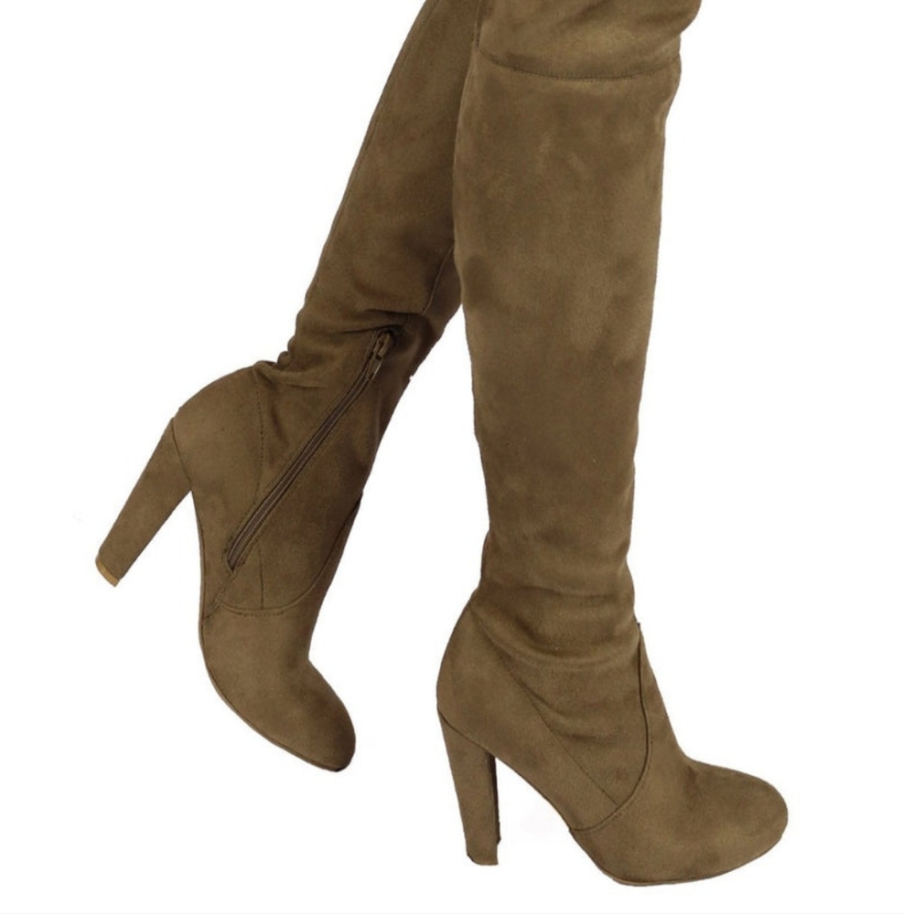 Over the knee tan boot